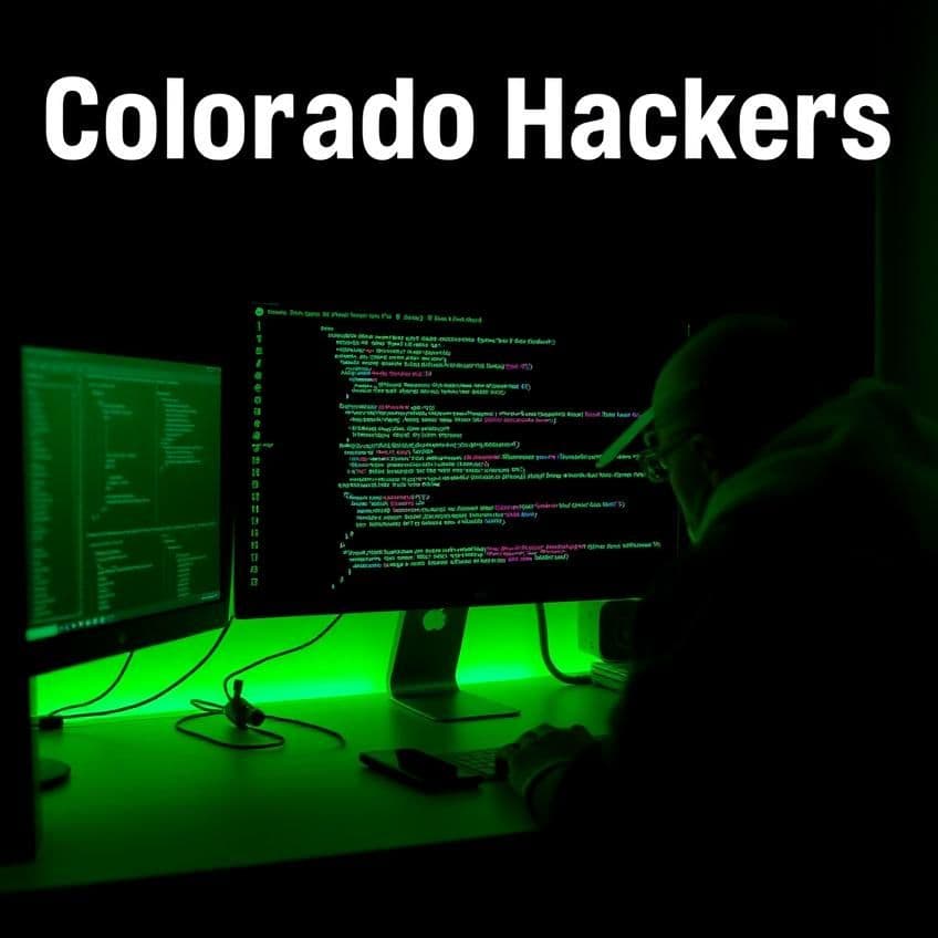 Hacker workspace with code on screen
